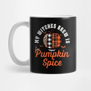 My Witches Brew Is Pumpkin Spice Halloween Plaid Leopard Mug